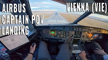 VIENNA 🇦🇹 (VIE) AIRBUS CAPTAIN POV (POINT OF VIEW) APPROACH + LANDING  + BRIEFING + OUTSIDE  CHECK
