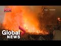 Notre Dame fire: Paris fire brigade footage shows extent of cathedral blaze