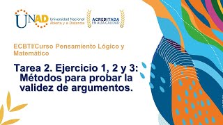 Pensamiento Lógico y matemático. Tarea 2  Ejercicio 1,2 y 3