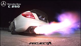 WORLD'S CRAZIEST C250 EXHAUST | C250 shooting MASSIVE FLAMES - Project'A tuned (STAGE 2)!