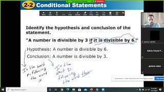 Geometry Class Ch.2, Lesson 2.2 Conditional Statements (10/01/2020) 8:40 AM