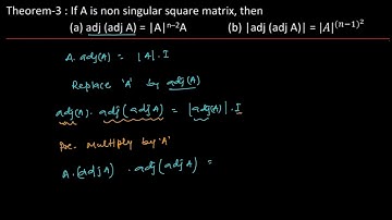 If A is non-singular square matrix,then a) adj(adjA) =|A|^(n-2) A  b)|adj(adjA))| =|A|^(n-1)^2