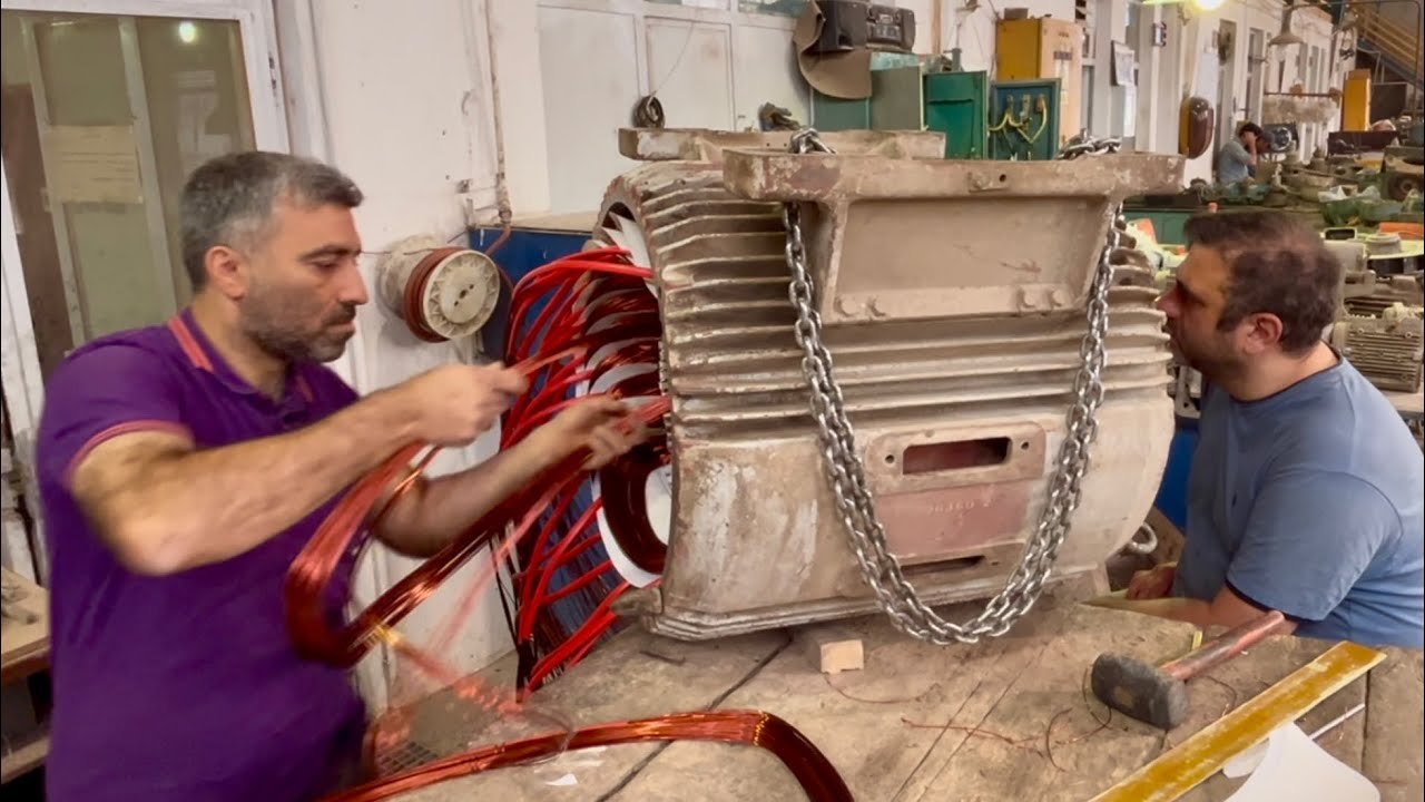 Всё об электродвигателях || Полная обмотка электродвигателя Siemens мощностью 200 кВт, 1500 об/мин