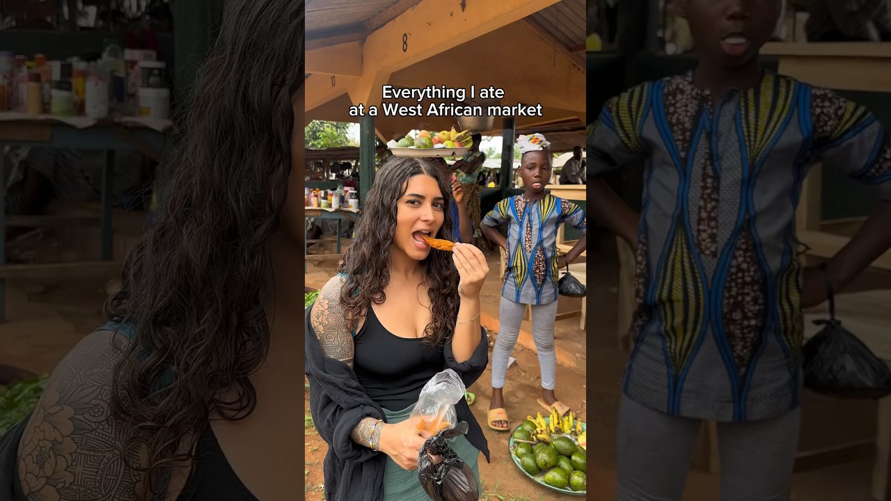 Everything I ATE at a West African market (for less than $5)  #foodvlog #togo #africa #travelvlog