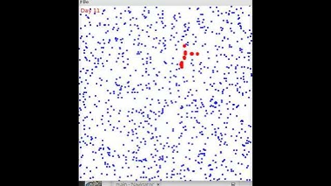 Java Epidemic Simulation 1000 Points, 20% Moving