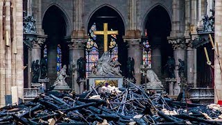 Inside Notre-Dame Cathedral after the fire Inside Notre-Dame Cathedral after the fire