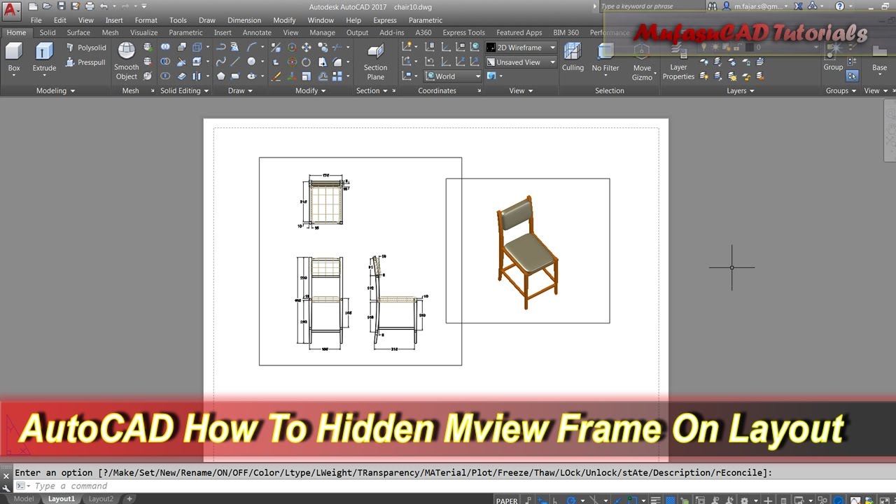 AutoCAD How To Hidden Mview Frame On Layout - YouTube