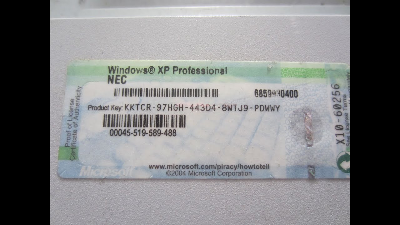 Serial key for windows xp sp2