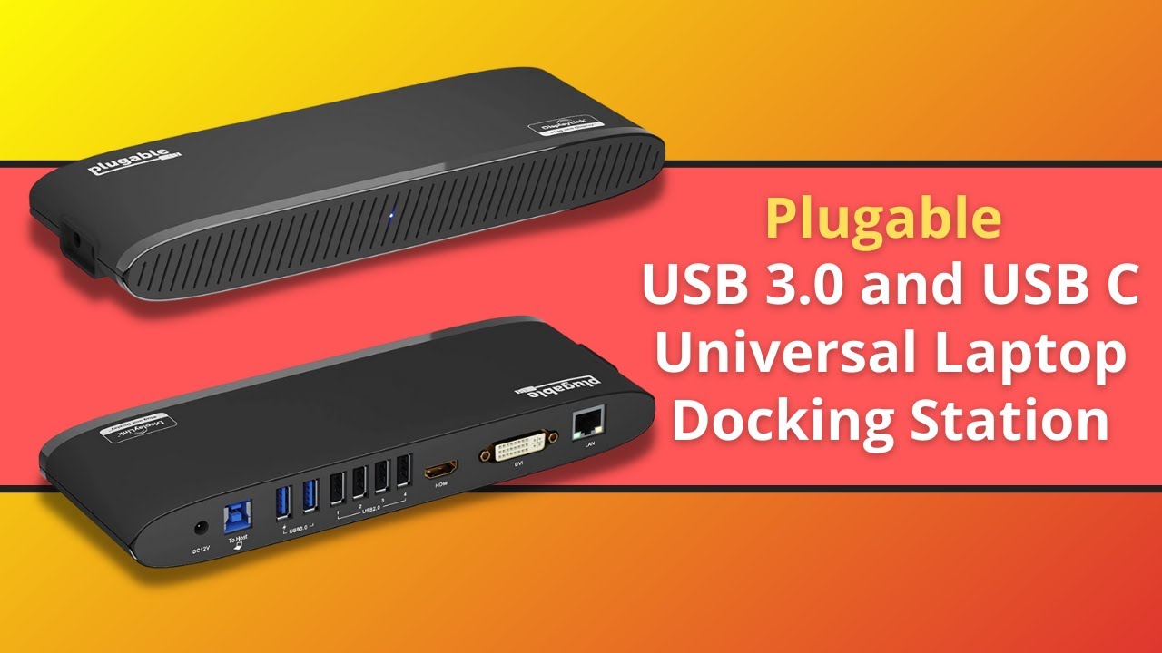 Plugable USB 3.0 and USB C Universal Laptop Docking Station 