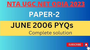 JUNE 2006 UGC NET ODIA PYQs#ugcnetodia#pyqs#odia@Odialiterature