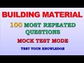 Building Materials 100 Most Repeated MCQ | Civil Engineering | Kerala PSC | SSC | RRB