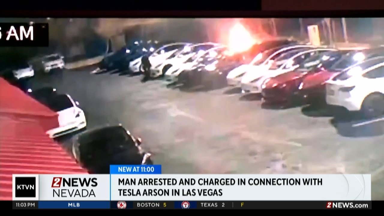 Suspect arrested for setting fires and vandalizing Las Vegas Tesla ...