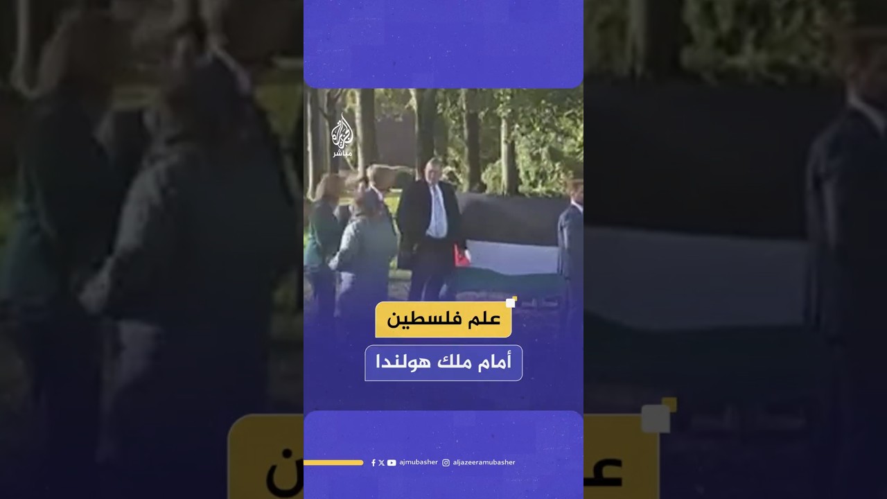 علم فلسطين أمام ملك هولندا