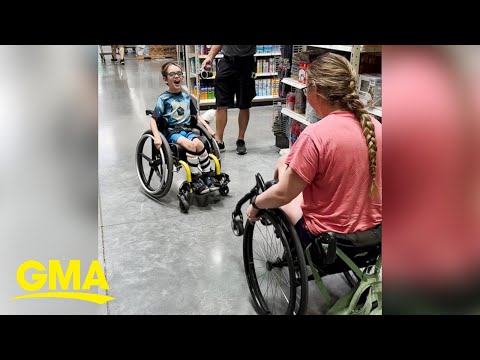 Little boy asks woman in wheelchair how to do wheelies, sparks sweet friendship