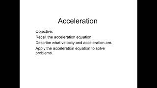 GCSE Physics - Forces Lesson 17 - Acceleration