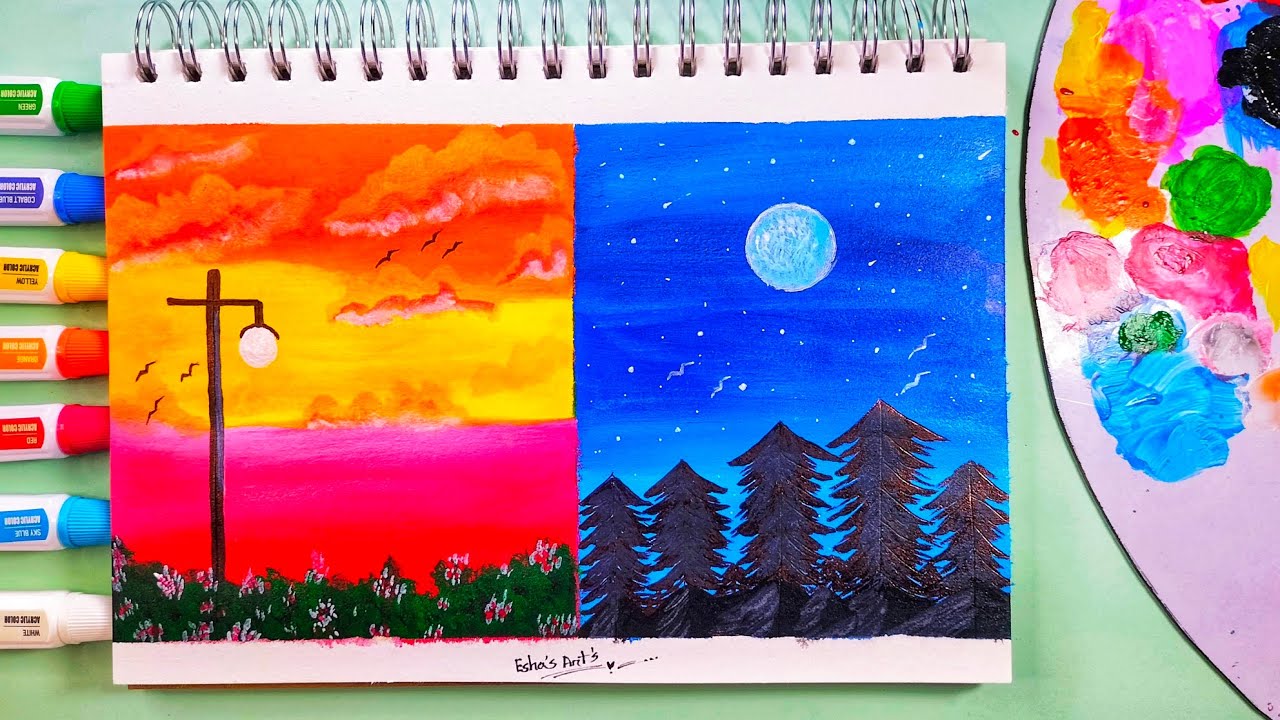 How to paint hot🔥Vs cool ️ nature 🎨|| step by step painting for ...