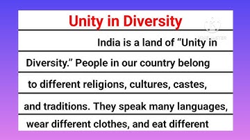 Unity in Diversity Essay | Essay writing Unity in diversity in english 