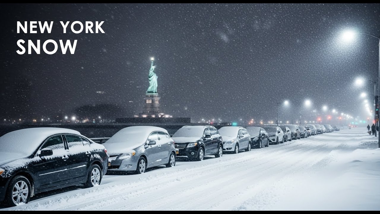 NYC Winter Night Walk in a Snowstorm 🌨️ Deep Snow, Strong Wind, Real Street Sounds [4K HDR]
