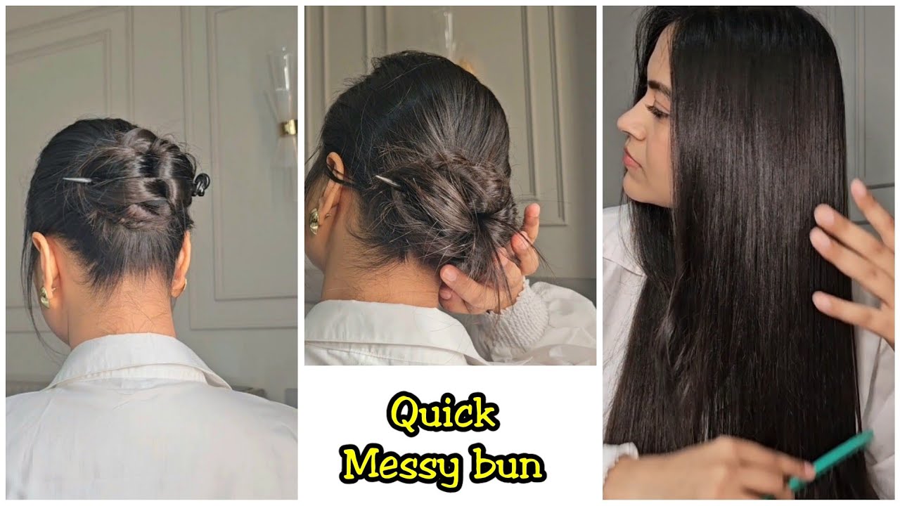 Quick Messy bun hairstyle for medium to long hair + A Haircare Secret revealed! Hairstyle Diaries