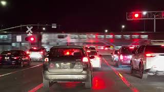 Metrolink 1282 crosses Ave J Sierra Hwy in Lancaster CA under the cover of darkness w AWESOME K2