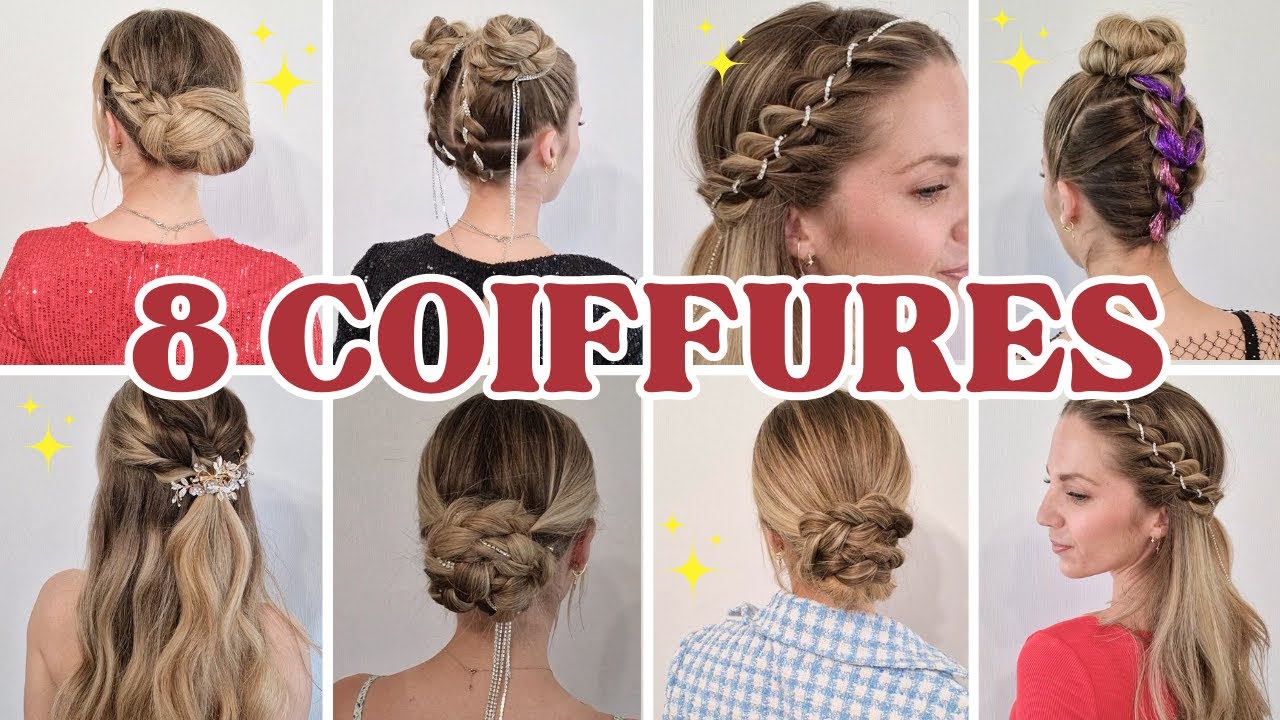 8 ASTUCE coiffure CHIGNON & HALF UP de fêtes ♡ coiffures de soirée ♡ mariage ♡ noel ♡ new year 2024