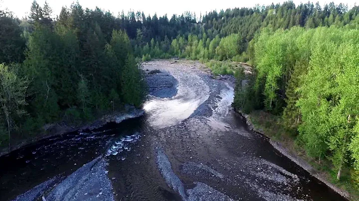 Puyallup River in Pierce County Washington State, April 2016 - HD drone video