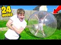 I Trapped My Little Brother in a GIANT Bubble Ball for 24 HOURS!!