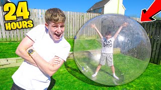 I Trapped My Little Brother in a GIANT Bubble Ball for 24 HOURS!!