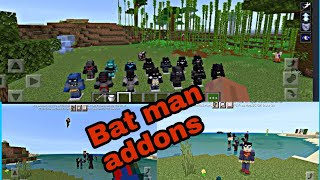 Batman Arkham add-on/how to download addons for MCPE Hindi/14 Suit +all gadgets/ सभी Hero और villain