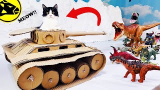 Cat in Tank vs. Dinosaurs