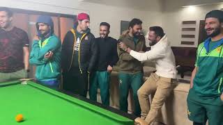 Pakistan cricket team players are enjoying  game of snooker at Kakul Camp. Babar Azam| Mohammad Amir