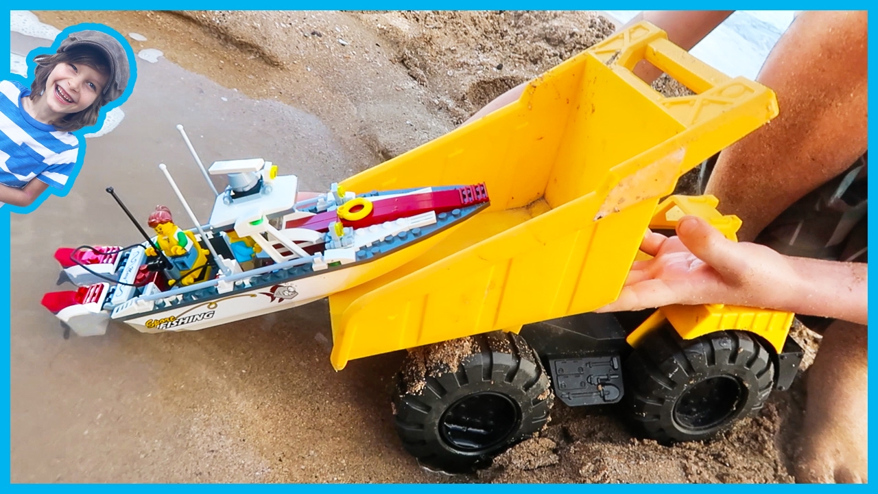 Dump Truck Launches Lego Fishing Boat + Time Lapse Build 