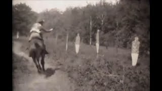 US Cavalry Troopers Ride Through Pistol and Saber Ranges at Pine Camp (Fort Drum) NY 1927 Silent