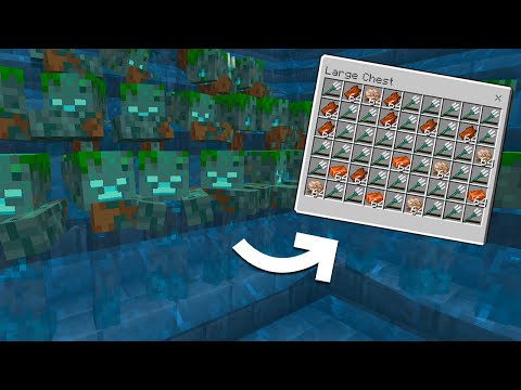 สอนสร้างฟาร์ม Trident & Drowned ใน Minecraft Bedrock Edition 1.19