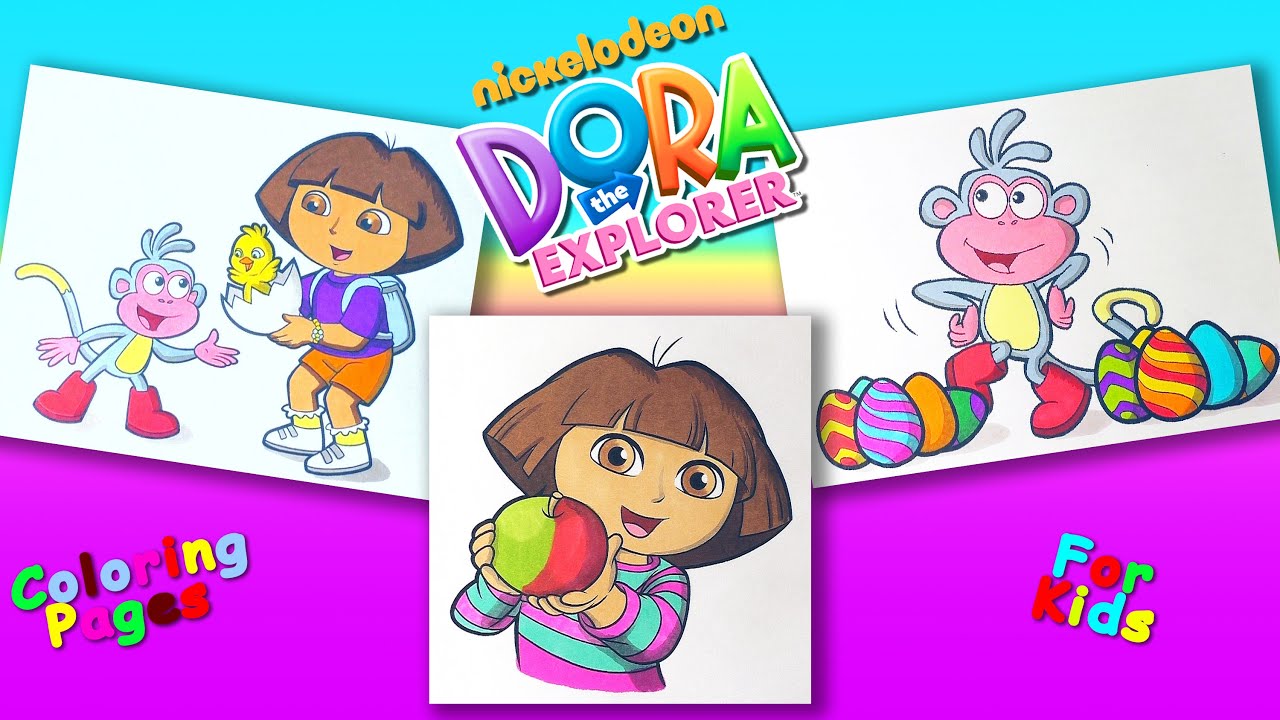 Dora the Explorer Coloring Pages for Kids Part 12 Learn Colors with ...