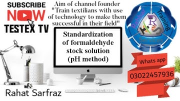 Formaldehyde test | Stock solution ppm pH method | Textile testing #testextv #rahbartrainingservices
