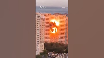 Terrifying moment Russian drone hits Kyiv apartment building