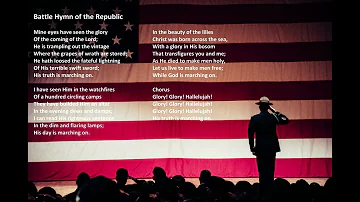 "Battle Hymn of the Republic" with lyrics, by the Mormon Tabernacle Choir and the West Point Band.