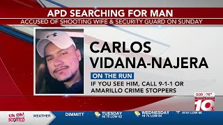 Amarillo police searching for man accused of shooting at wife, wounding security guard Sunday mor...
