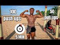 Can I do 100 push ups and 50 pull ups under 5min? workout challenge