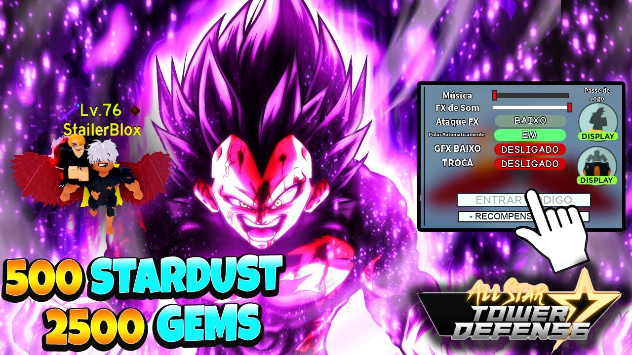 REVELEI NOVOS CÓDIGOS!! NO ALL STAR TOWER DEFENSE COM 13.000 GEMAS E 850  STARDUST!! 