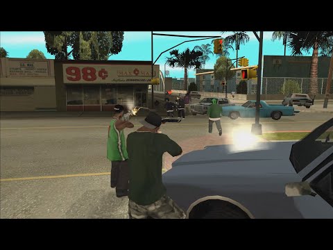 CJ AND THE FAMILIES DEFEND GROVE STREET FROM THE BALLAS (GTA SAN ANDREAS) LOQUENDO