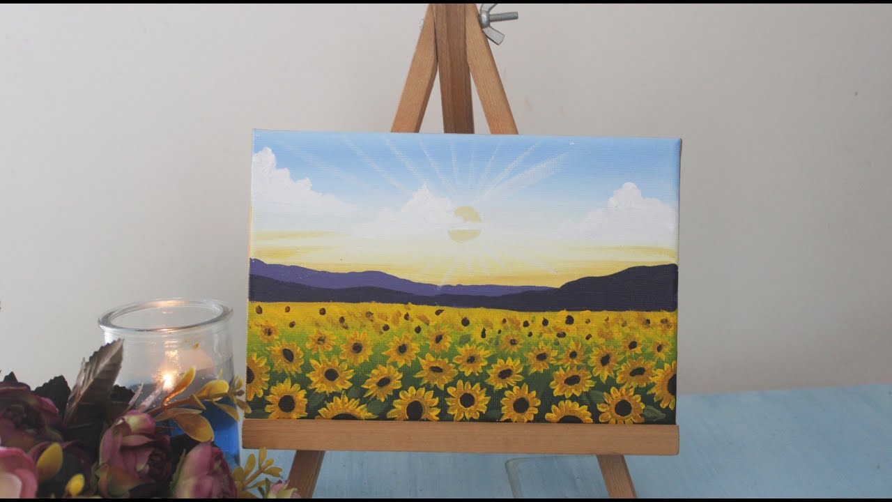 Sunflower Field Acrylic Painting How To Paint Sunflower Field
