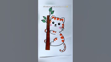 Cách vẽ con mèo trèo cây bắt đầu từ số 1 3 🐈 #thienmink1 #artist #drawing #conmeo #vetranh #shorts