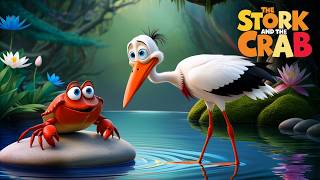 The Clever Crab and the Sly Stork 🐦🦀 | English Moral Stories | Bedtime Stories #kidsstories