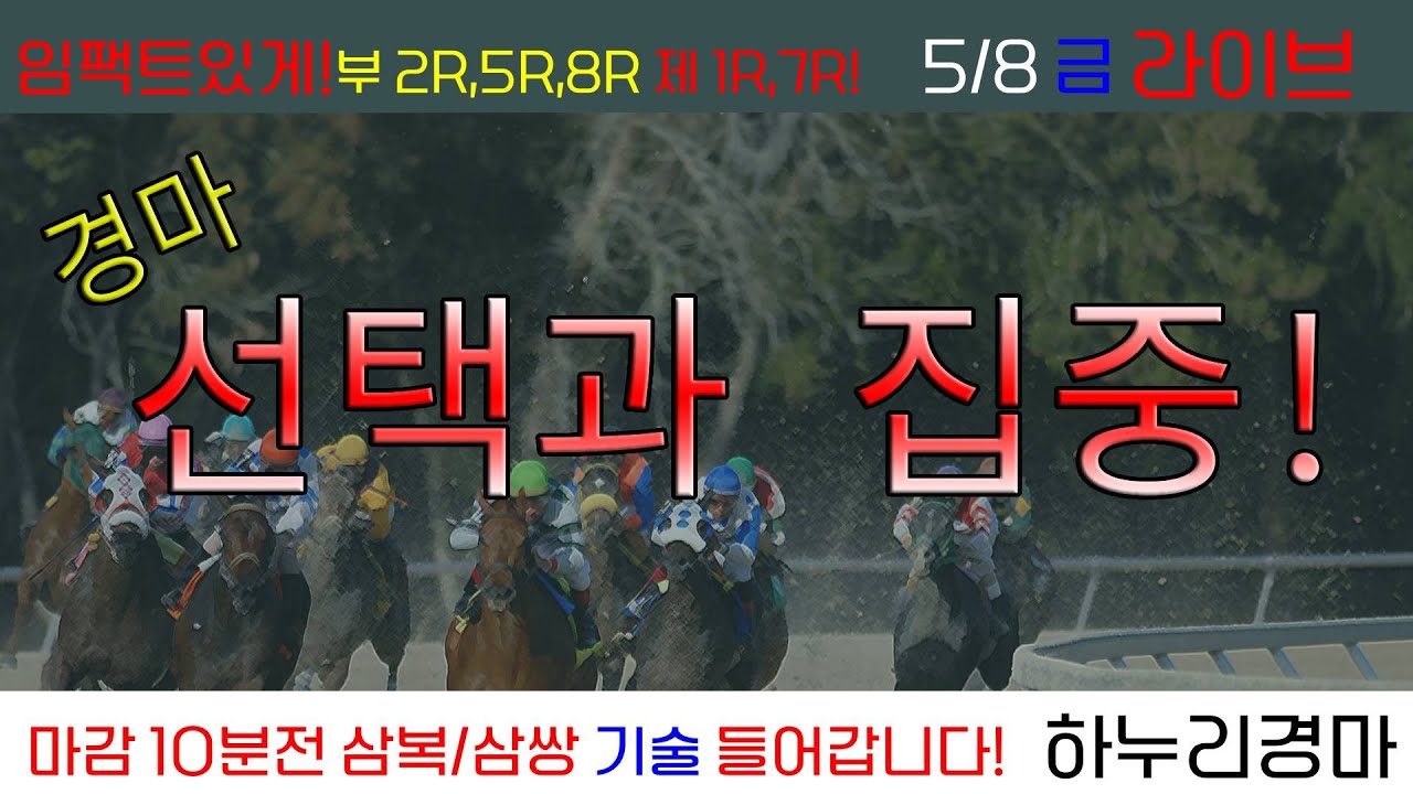 5/8(금) 경마 선택과 집중! A급 강력추천 포함 임팩트있는 승부! 경주별 삼복/삼쌍 기술 들어갑니다!!
