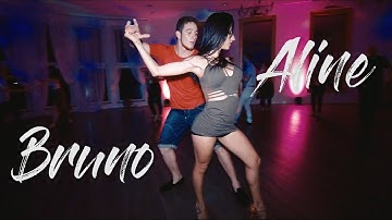 Zouk Dance - Bruno Galhardo & Aline Borges  Bachaturo  Holidays 2017  - Zouk improvisation in party