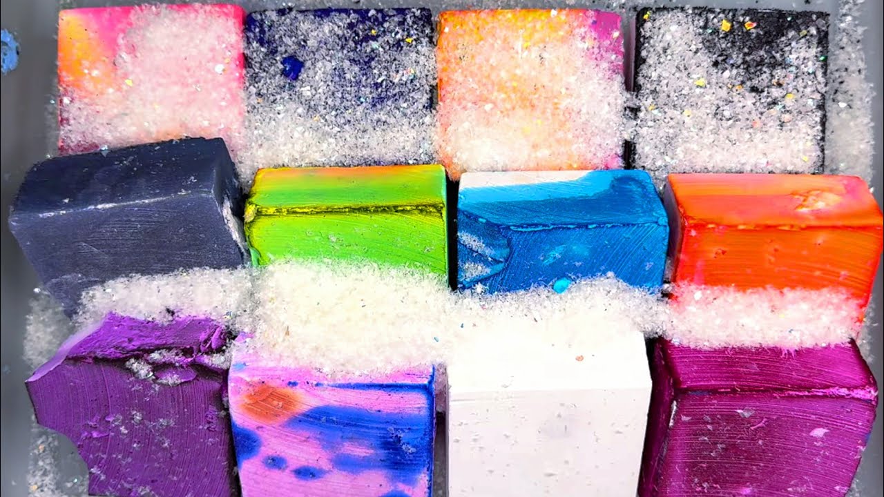 Multicolour Dyed SOFT + CRUNCHY variety Gym Chalk Crush ASMR #asmr # ...