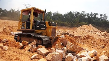 Best Operator SKills Making Mountain Foundation Road Construction Bulldozer Pushing Clearing Rock