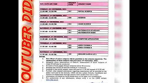 CBSE Date Sheet Class 10 Session 2021-22 First Term cbse board exam date sheet #cbsedatesheet